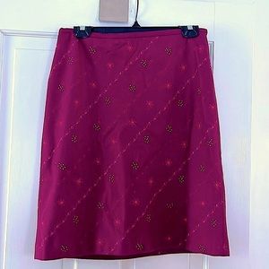 Ann Taylor Dark Raspberry Embroidered Wool Skirt